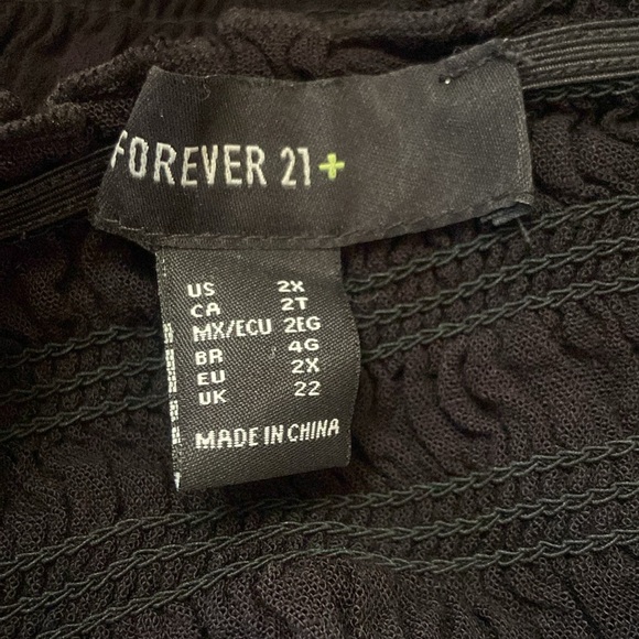 Forever 21 2X Black Crop Balloon Sleeve Top Shirt Cinch Front Plus Size - Picture 8 of 9